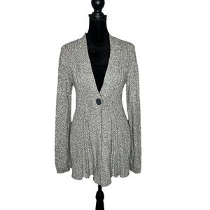 Anthropologie Rosie Neira Size S Sweater Gray Cardigan Knit Long Sleeve Swing